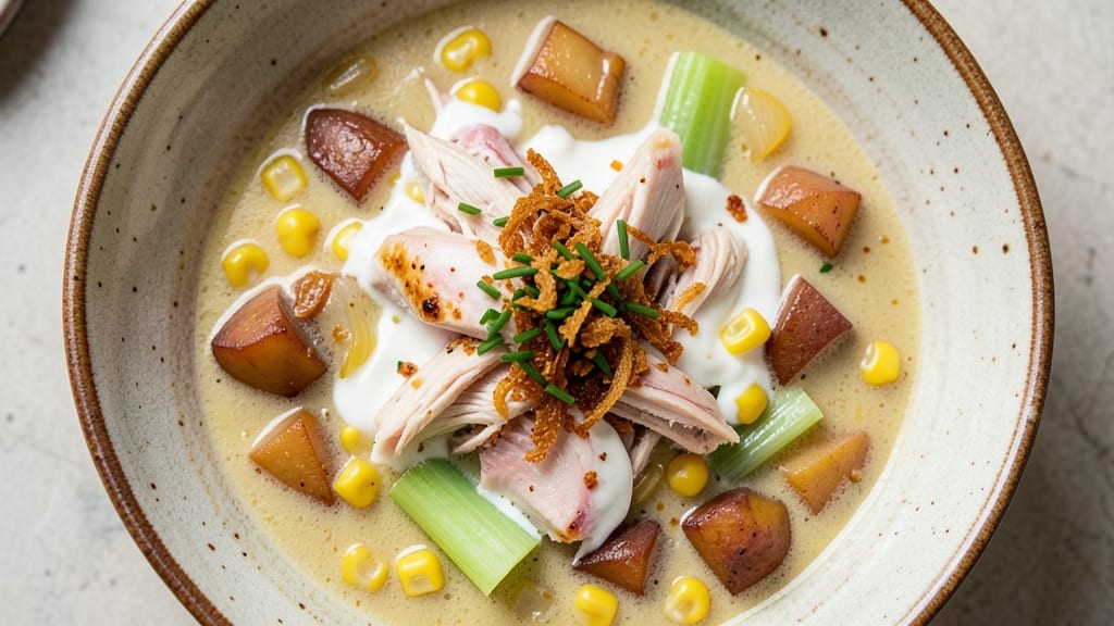 Amish Chicken Corn Chowder Soup Recipe: Creamy Homestyle Richness With Crispy Corn Topping