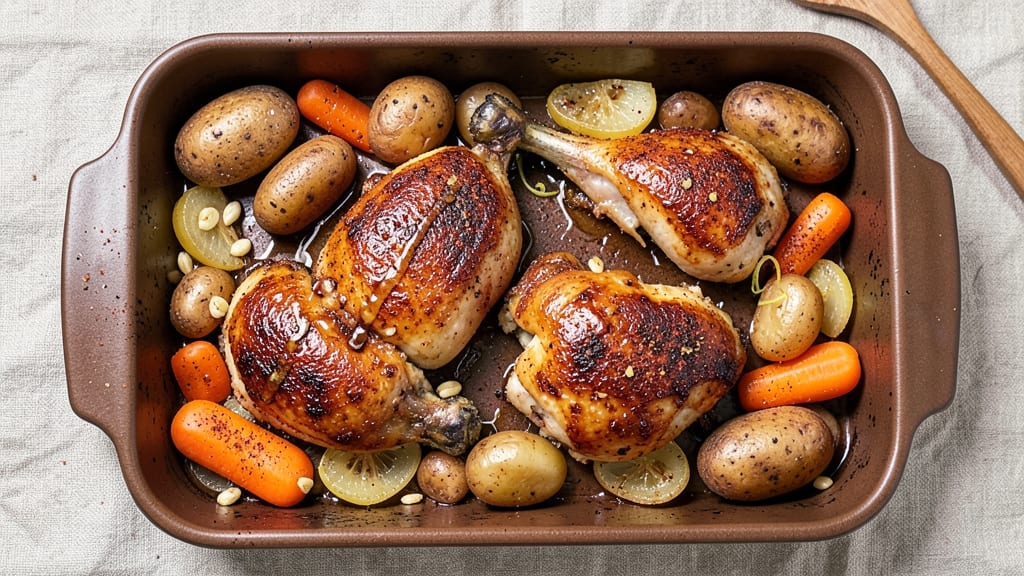 Baked Chicken Thighs and Veggies Recipe: Juicy Spice-Rubbed Roast With Caramelized Roots
