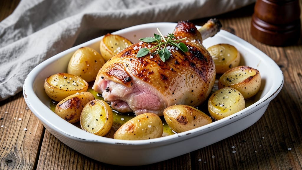 Baked Chicken With Potatoes And Onions Recipe: One-Pan Crispy-Skinned Harmony