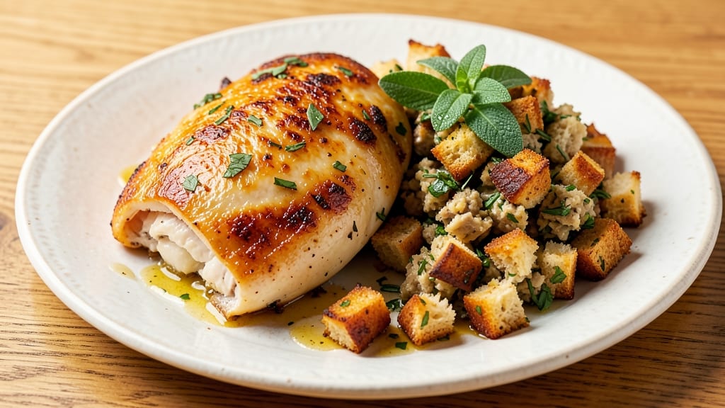 Baked Chicken Breast With Stove Top Stuffing Recipe: One-Pan Juicy Chicken and Herbed Bread Crumb Filling