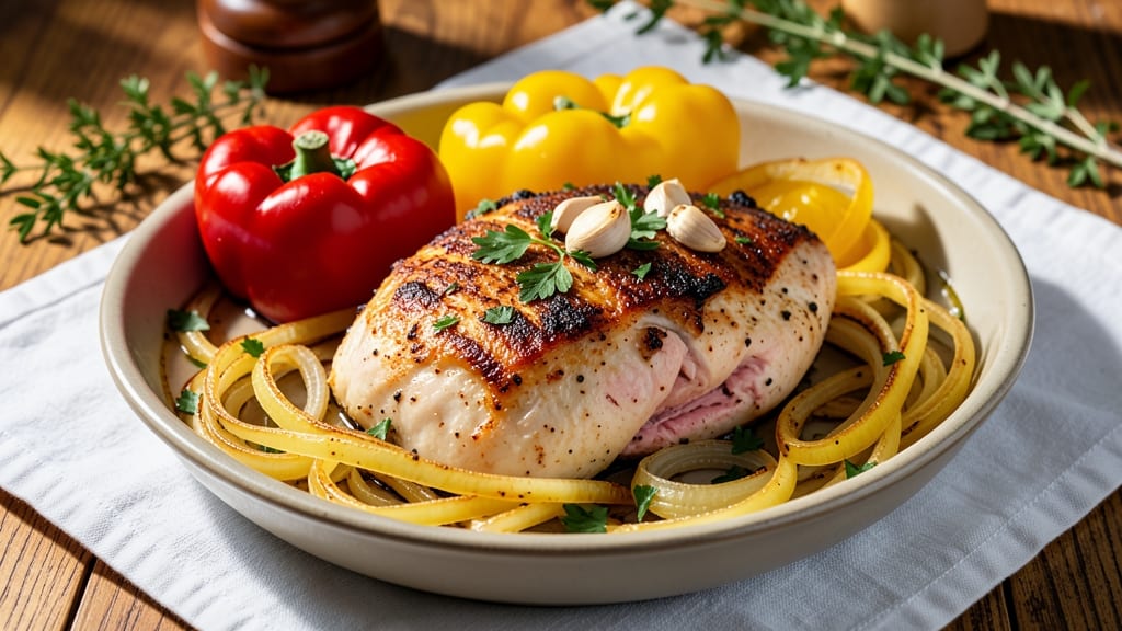 Baked Chicken Breast With Peppers and Onions Recipe: One-Tray Sheet Pan Harmony