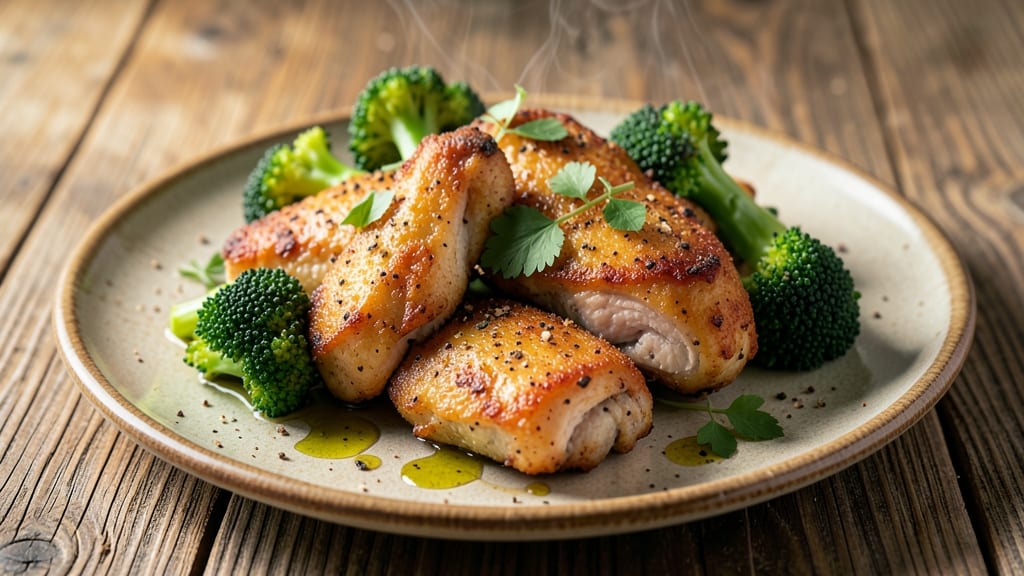 Air Fry Chicken and Broccoli Recipe: Crispy-Crusted Protein With Nutty Garlic Sauce