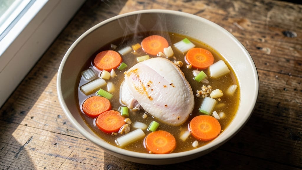 Basic Chicken Soup Recipe From Scratch: Homemade Broth With Fresh Herbs and Tender Chicken