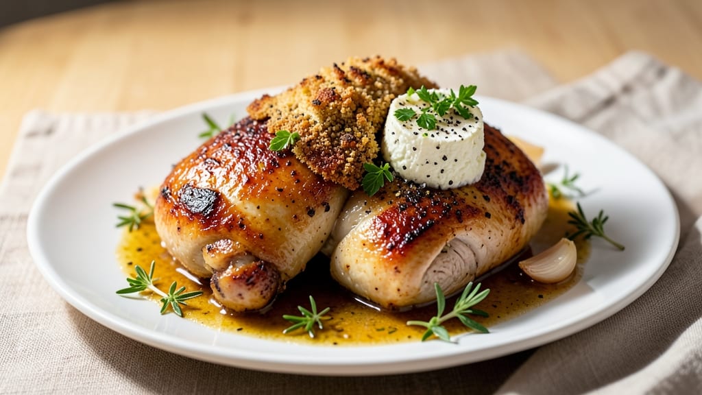 Baked Chicken with Goat Cheese Recipe: Herbed Crust Meets Creamy Melt