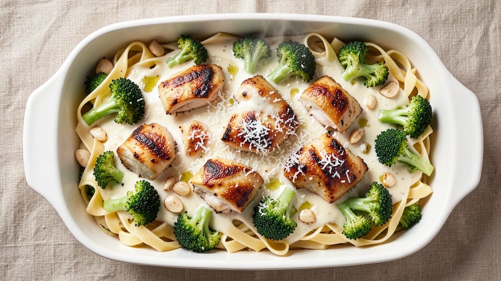 Baked Chicken Broccoli Alfredo Pasta Recipe: One-Pan Creamy Comfort with Crispy Top