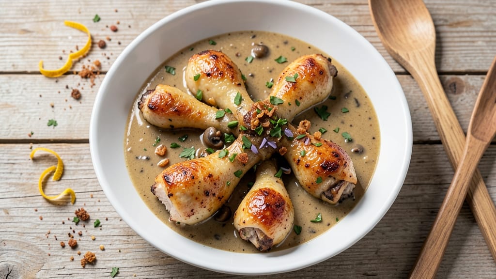 Baked Chicken Drumsticks With Cream Of Mushroom Soup Recipe: Crispy Crust, Creamy Sauce Harmony