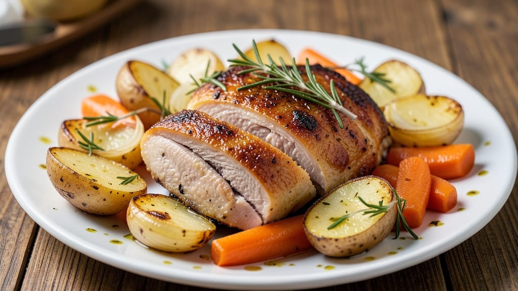 Chicken Thighs, Potatoes, Carrots, and Onions Recipe: One-Pan Roast With Herbed Crispiness