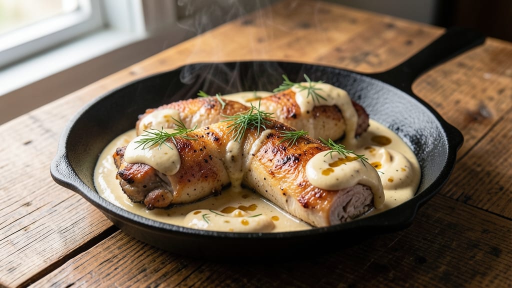 Chicken Thighs With Creamy Mustard Sauce Recipe: Pan-Seared Juiciness Drowned in Tangy Dill