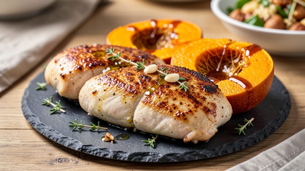 Baked Chicken Breast and Acorn Squash Recipe: Sweet Maple-Glazed Harmony in One Pan