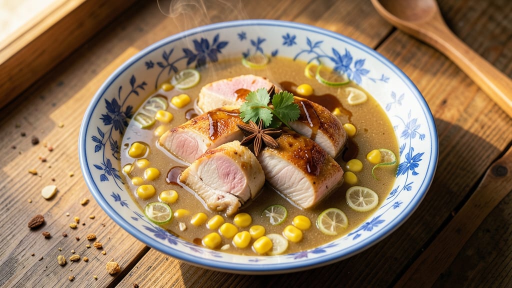 Authentic Chinese Chicken and Sweetcorn Soup Recipe: Fragrant Ginger-Garlic Broth with Silky Noodles