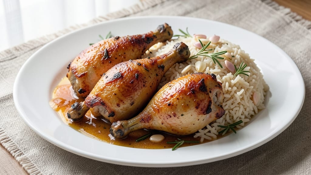 Baked Chicken Legs and Rice Recipe: Crispy Skin, Fluffy Grains, One-Pan Magic