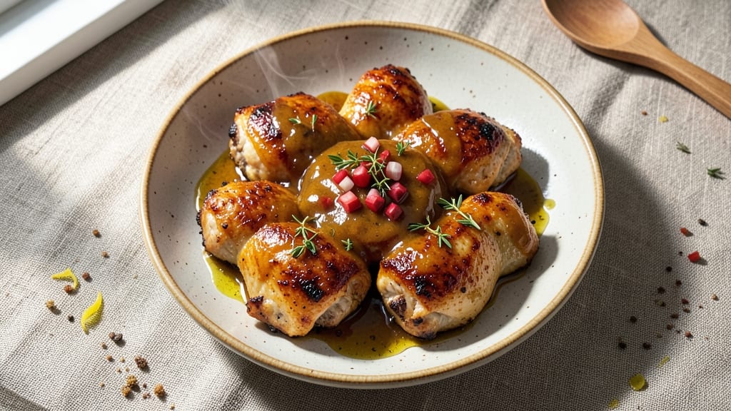 Baked Honey Dijon Mustard Chicken Recipe: Glazed Crispy Skin and Tangy Sweet Bite
