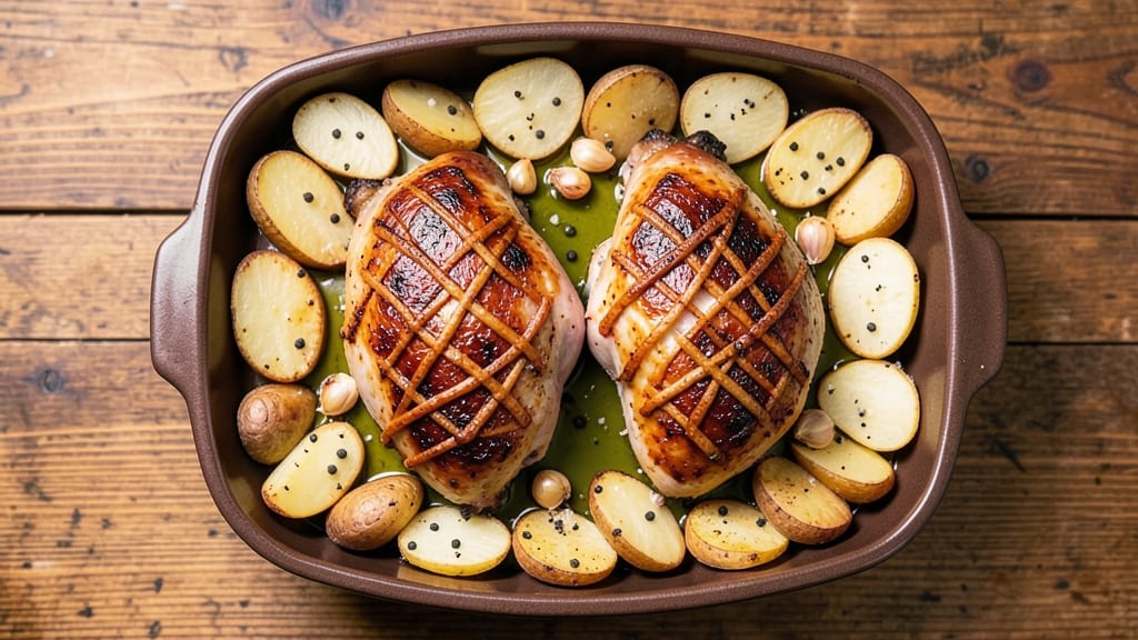 Oven Baked Chicken Thighs With Potatoes Recipe: One-Pan Golden Crust and Juicy Centers